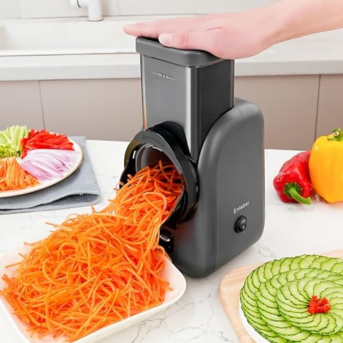 Electric Cheese Grater, 6 Replaceable Stainless Steel Blades, Black