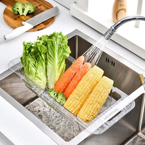 Expandable over Sink Drain Basket, Kitchen Strainer with Hanging