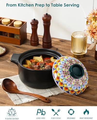 vancasso 3QT Ceramic Stock Pot with Lid, Nonstick Casserole Pot for