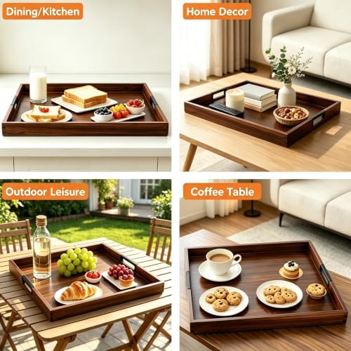 Joy&Grace Large Square Ottoman Tray for Living Room and Coffee Table