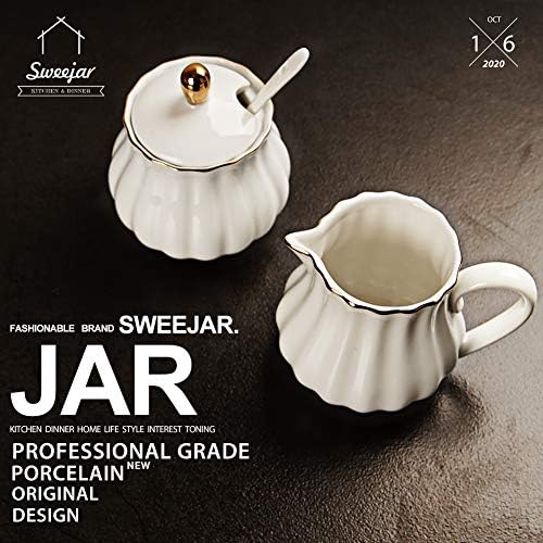 Sweejar Sugar and Creamer Set of 3,Pitcher,Sugar Bowl with lid and