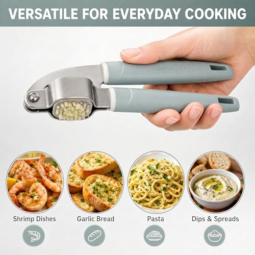 Stainless Steel Garlic Press, Mincer and Ginger Crusher
