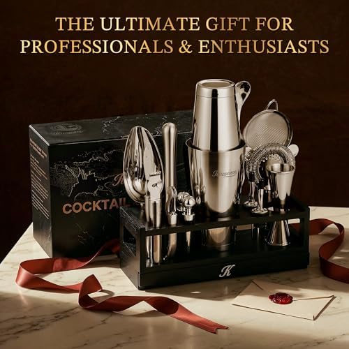 Kitessensu 25-PC Professional Bartender Kit, Bar Tool with Drawer