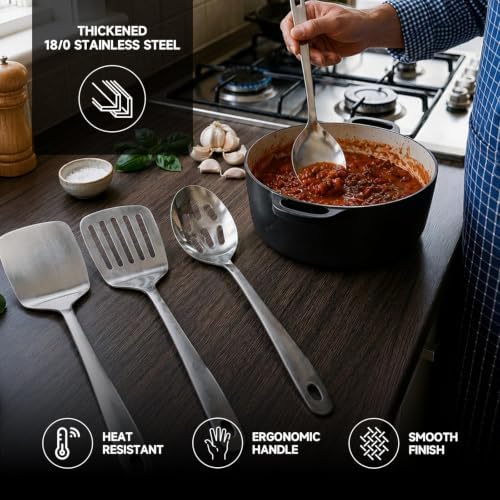 4PCS Stainless Steel Kitchen Cooking Utensils Spatula & Spoons Set