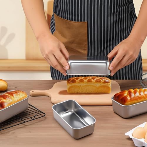 LIANYU 6.3 x 3.5 In Stainless Steel Mini Loaf Pan for Baking Bread