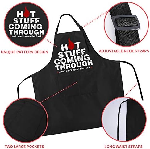 Rosoz Funny BBQ Black Chef Aprons for Men Adjustable Kitchen Cooking