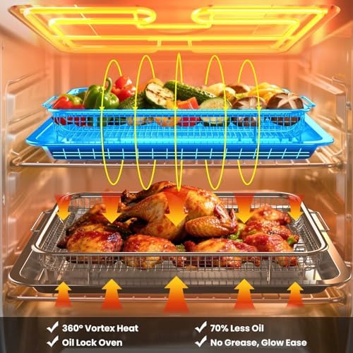304 Stainless Steel Air Fryer Basket for Oven 2 Pack Crisper Tray Mesh