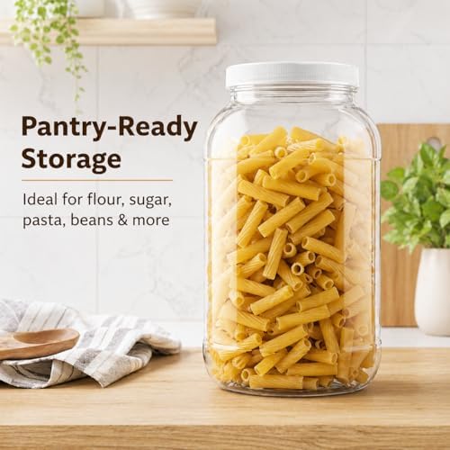kitchentoolz 1 Gallon Plastic Jar with Airtight Lid – Wide Mouth Food