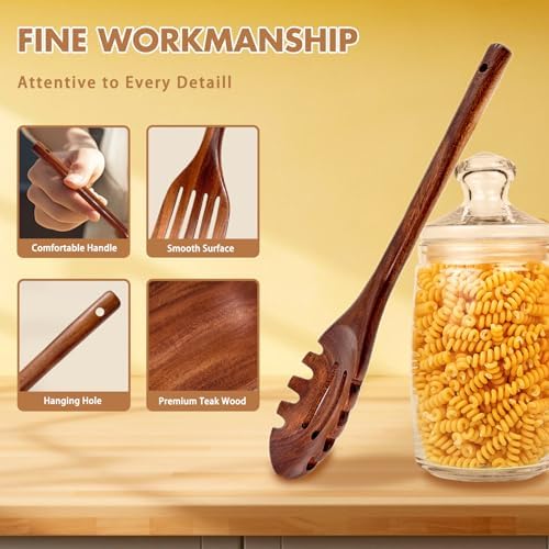 5-Piece Natural Teak Wood Kitchen Utensil Set