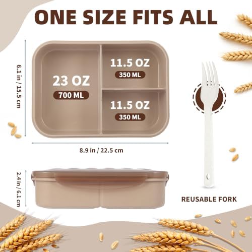 Itopor Bento Lunch Box for Kids & Adults, 1350ml, 3 Compartments