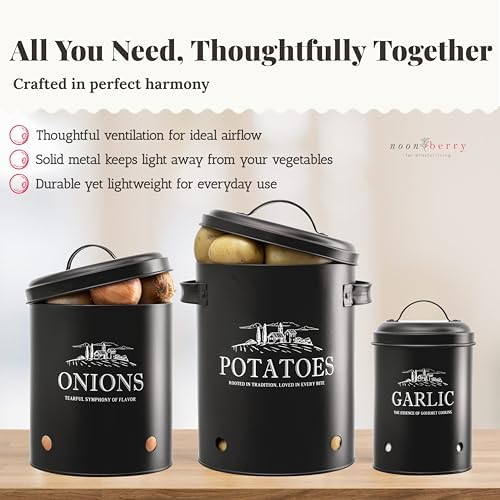 noonberry 3-Piece Potato and Onion Storage Bin Set for Kitchen