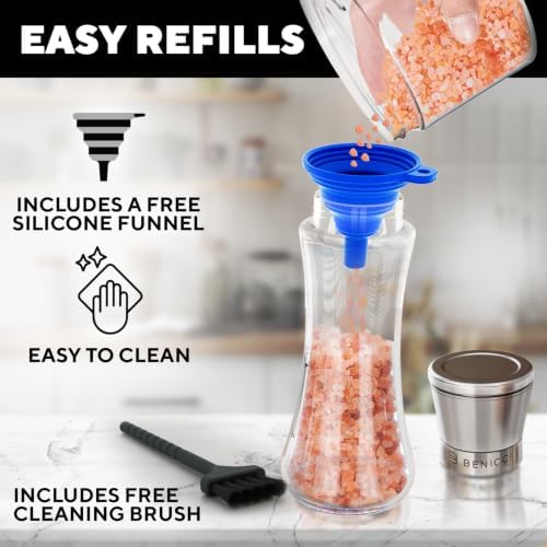 Salt and Pepper Grinder Set, 2 Pack, Stainless Steel