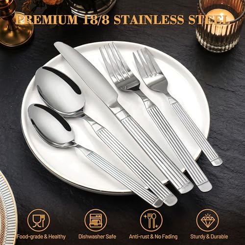 Aufranc 20 Piece Silverware Set, Stainless Steel Flatware Set for 4