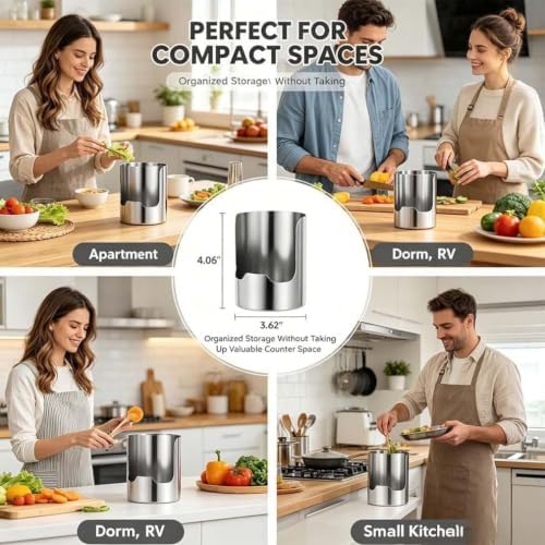 Multi-functional Kitchen Utensil Holder, Thickened Stainless Steel