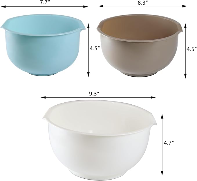 Set of 3 Mixing Bowls with Pour Spout-Nesting Design Saves Space - Image 2
