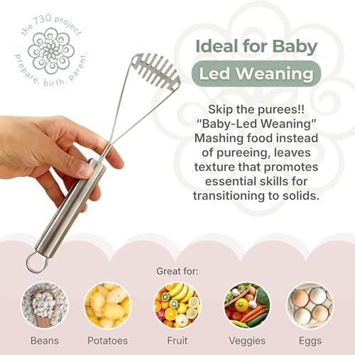 The 730 Project Mighty Masher, Baby Food Masher, Stainless Steel