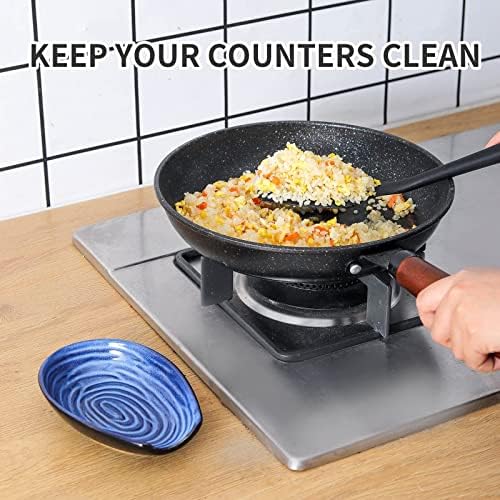 Ceramic Spoon Rest for Stove Top, 5.7 In Spoon Holder for Kitchen