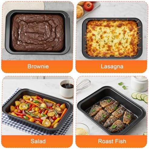 Set of 4 Rectangular Cake Pan, 9 x 13 Inch Non-Stick Baking Pans for