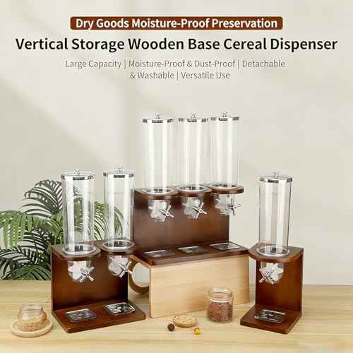Wooden Countertop Dispenser for Candy, Cereal, Snack，Rice & Flour，Food Storage Container with Split Design，Grain & Honey Dispenser Machine for Kitchen Pantry Organization (Shabili base, 12L)