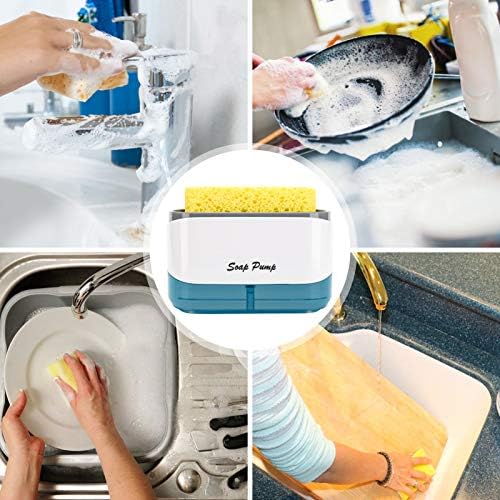 Kitchen Dish Soap Dispenser with Sponge Holder, 12.5 Ounces