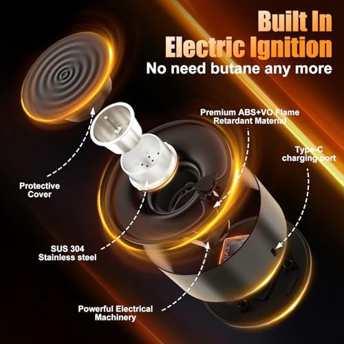 Electric Whiskey Smoker Kit, Rechargeable Built-in Lighter & LED