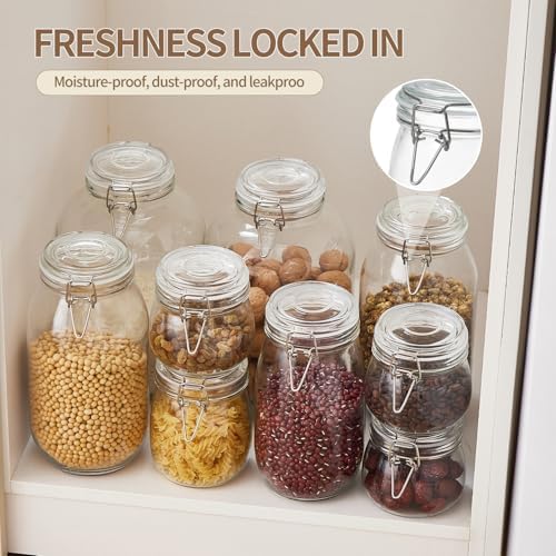 ODBCYWM 34oz Glass Food Storage Jars with Airtight Lids, Set of 4