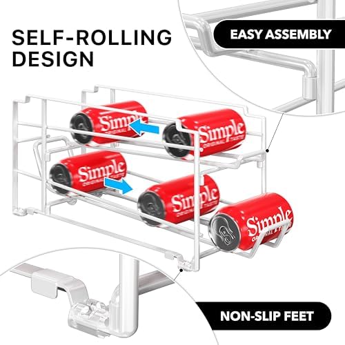Simple Houseware Stackable Soda Can Dispenser Rack, 2-Pack, White