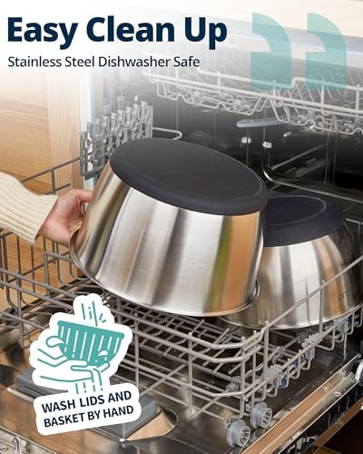 Stainless Steel Salad Spinner 6.34Qt, BPA-Free Large Lettuce Dryer