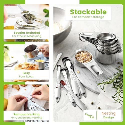 Spring Chef Stainless Steel Measuring Cups and Spoons Set of 14