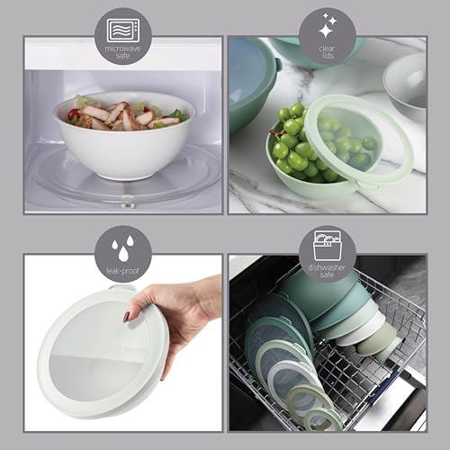 COOK WITH COLOR Mixing Bowls with TPR Lids - 12 Piece Plastic Nesting
