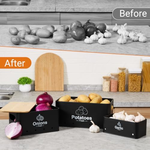 3 pieces Metal container Vegetable Storage for kitchen,Potato