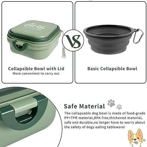 Collapsible Dog Bowls, 2-in-1 Portable Food and Water Feeder