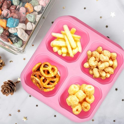 VALICLUD 4 Pcs Four Compartment Snack Box Container with Lid