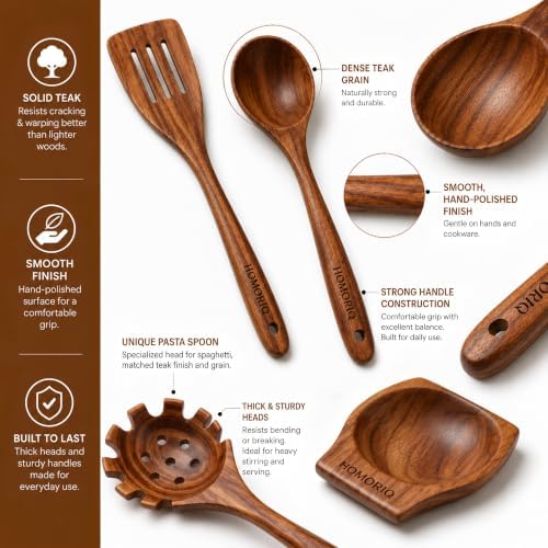 12-Piece Teak Wooden Cooking Utensil Set