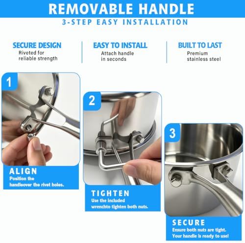 Stainless Steel Pots and Pans Set,12" Tri-Ply Frying Pan with Lid(25% Thicker–Warp Resistant) 2QT Saucepan,Even Heat PFOA-Free & PTFE-Free,Oven & Dishwasher Safe,Induction Compatible