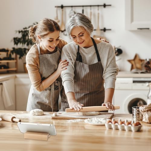 FoldTier Maple French Rolling Pin Set with Silicone Mat and Wood Base