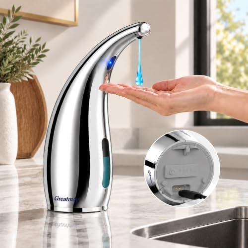 Automatic Soap Dispenser Touchless Rechargeable 10 oz, Silver