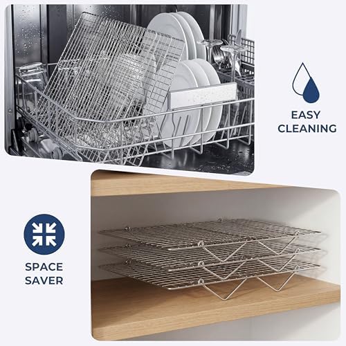E-far Cooling Rack 15”x10”, 3-Tier Collapsible for Cooking and Baking