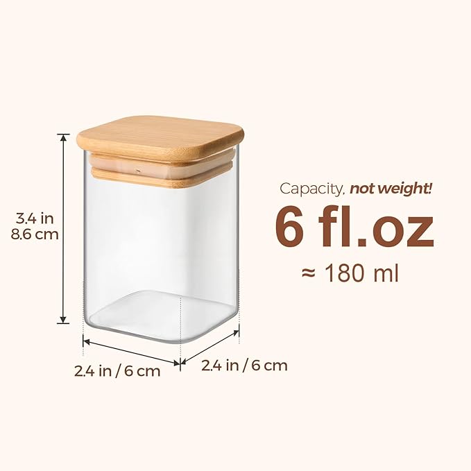 ComSaf 16Pcs Spice Jars with Labels, Glass Jar with Bamboo Lid, 6oz Airtight - Image 3