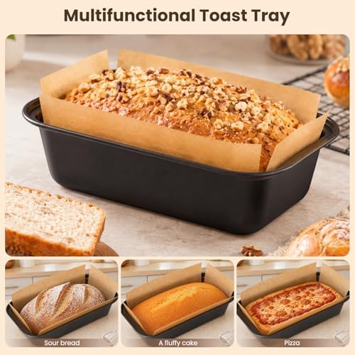 3 Pack Loaf Pan with Liners Set, Carbon Steel Bread Loaf Pan