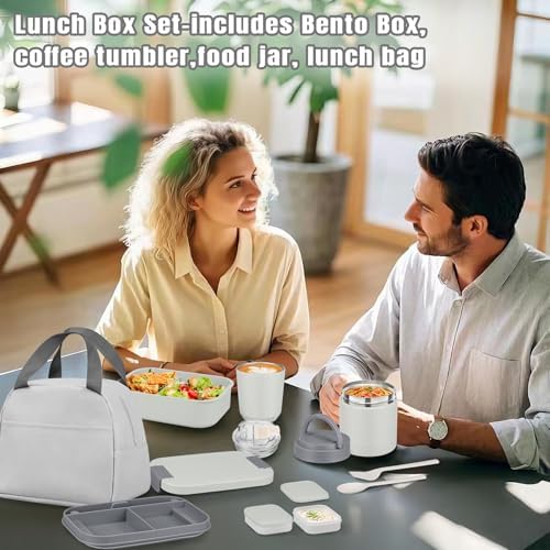 Large Bento Lunch Box Set with 10.5oz Soup Thermo and Lunch Bag