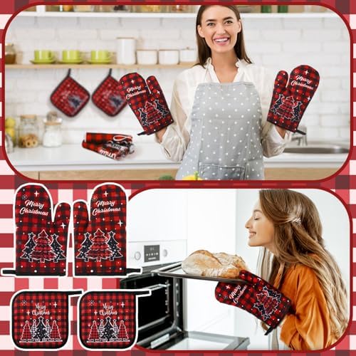 Fanfanwin 10 Pcs Christmas Kitchen Decor Set Kitchen Towels and Rugs