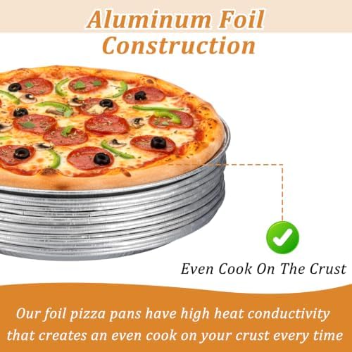 25 Pcs 12" Disposable Pizza Pans & Serving Tray Round Foil Pizza Pan