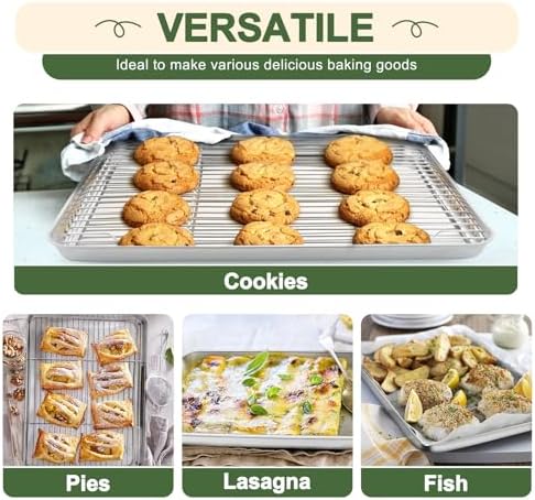 TeamFar Baking Sheet with Rack Set, 3 Pans + 3 Racks, 16/12.5/10.5