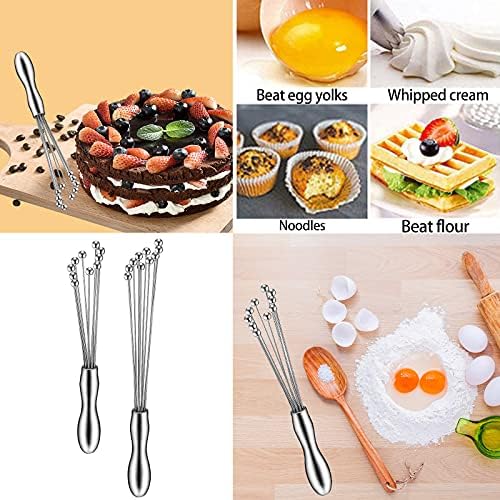 2 Pack Ball Whisk Stainless Steel, 10" and 12", Excellent for Eggs