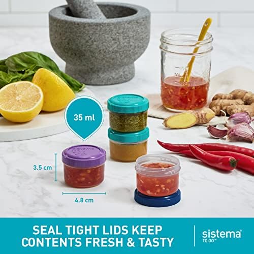 Sistema 4-Piece Salad Dressing and Condiment Containers with Lids for