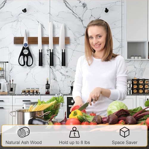 Magnetic Wood Knife Holder, 16" Wall Mount