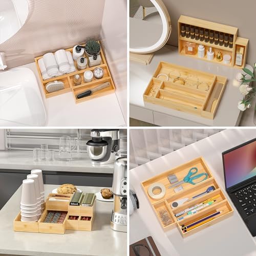 Bamboo Kitchen Drawer Organizer, 2-Pack, 15 x 6 x 2.5 Inches