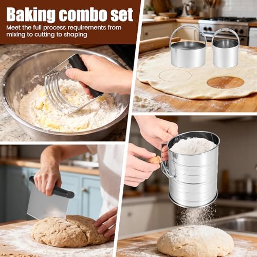 Stainless Steel Biscuit Cutter Set, Ergonomic Pastry Scraper and Dough