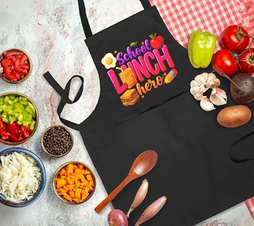 Cafeteria Worker Gifts Adjustable Apron with Pockets, Lunch Lady Hero